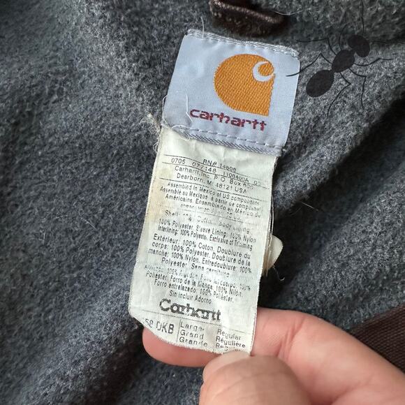 Vintage Y2K Carhartt J158 DKB brown hooded work wear jacket - Picture 5 of 8